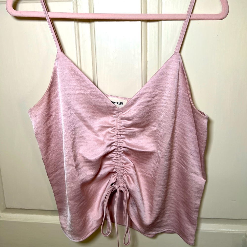 OPEN EDIT Satin soft pink tank top